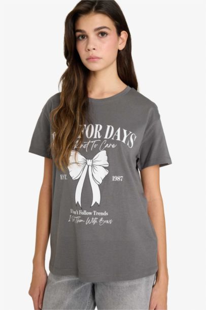 Oversize Fit Printed Crew Neck Short Sleeve T-shirt