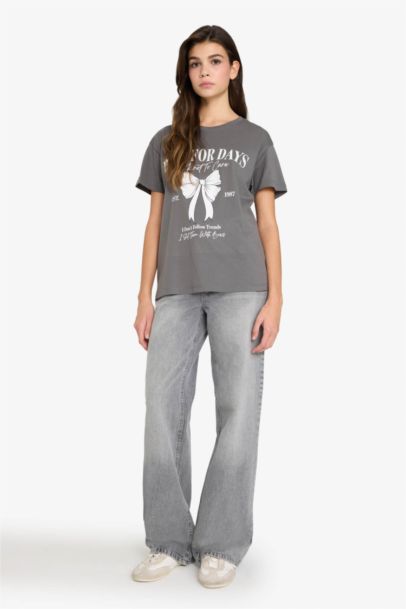 Oversize Fit Printed Crew Neck Short Sleeve T-shirt