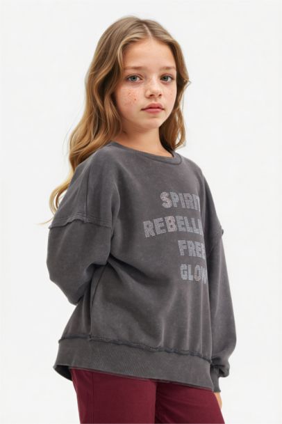 سويت شيرت بناتي اوفر سايز بياخة مستديرة