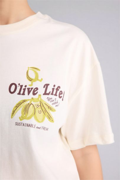 Oversıze Baskılı Kısa Kollu Tişört