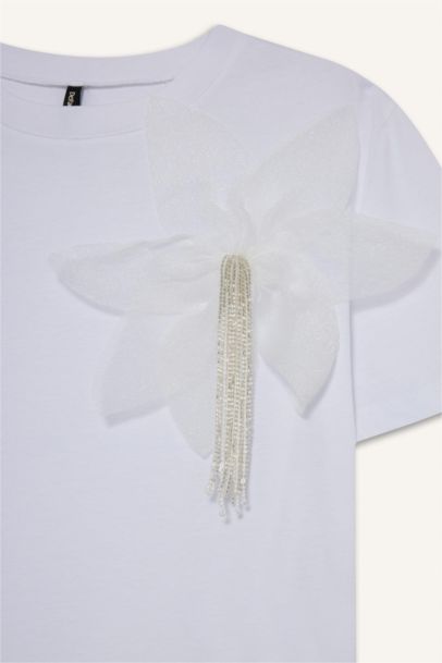 Relax Fit Crew Neck Embroidered Cotton T-Shirt