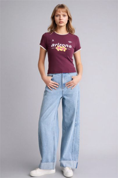 Fıtted Baskılı Ribana Tişört