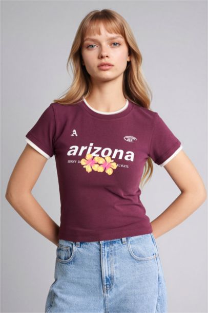 Fıtted Baskılı Ribana Tişört