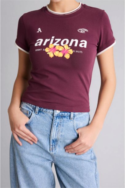 Fıtted Baskılı Ribana Tişört