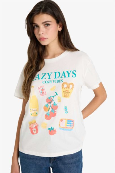 Regular Fit Printed Crew Neck Short Sleeve T-shirt