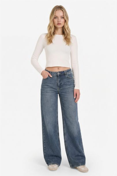 Low Waist Long Washed Jeans