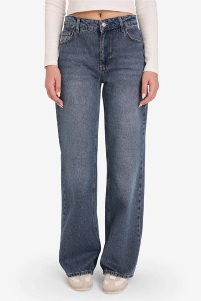 Low Waist Long Washed Jeans