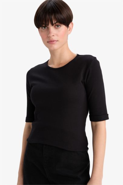 Slim Fit Crew Neck Ribbed Camisole T-Shirt