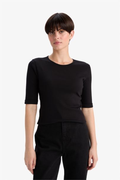 Slim Fit Crew Neck Ribbed Camisole T-Shirt