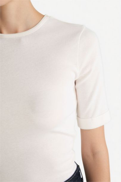 Slim Fit Crew Neck Ribbed Camisole T-Shirt