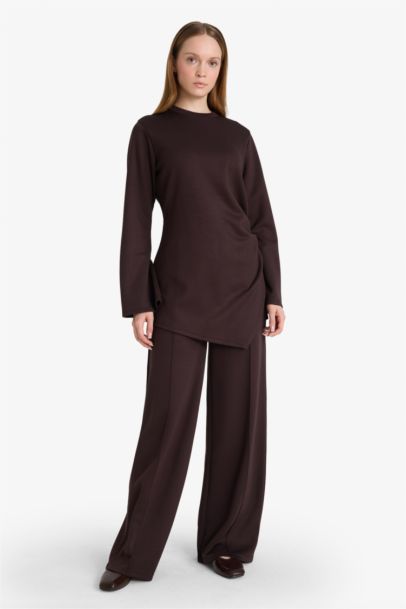 Wide Leg Crepe Trousers