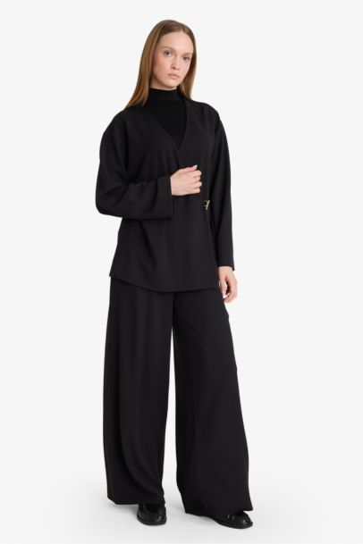 Wide Leg Crepe Trousers