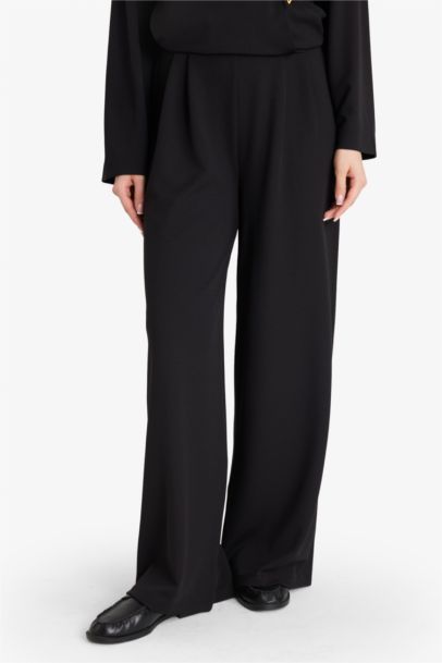 Wide Leg Crepe Trousers