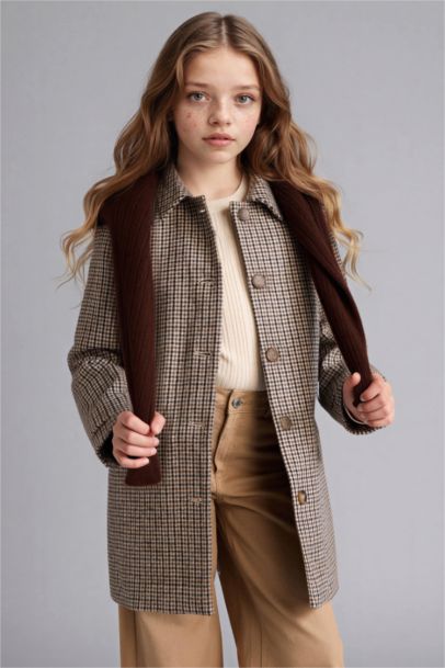 Girl Shirt Collar Puffer Jacket