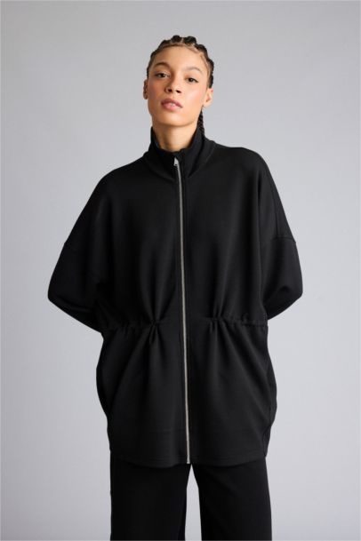 Long Fit Stand Collar Modal Cardigan