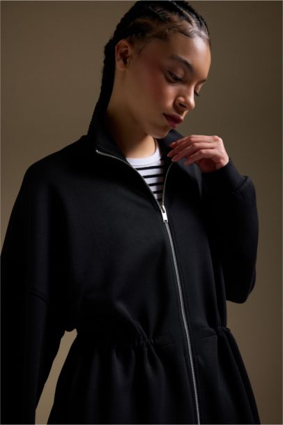 Long Fit Stand Collar Modal Cardigan