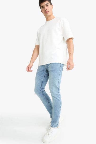 سروال جينز بيدرو سليم فيت بخصر عادي