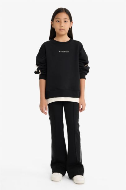 Girl Flare Fit Elastic Waist Sweatpants