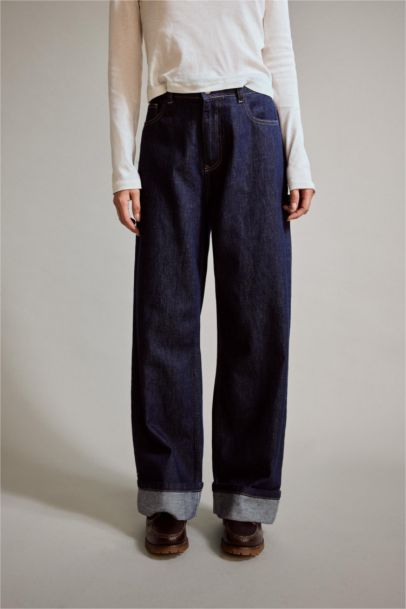 بنطرون جينز وايد ليج برجل واسع