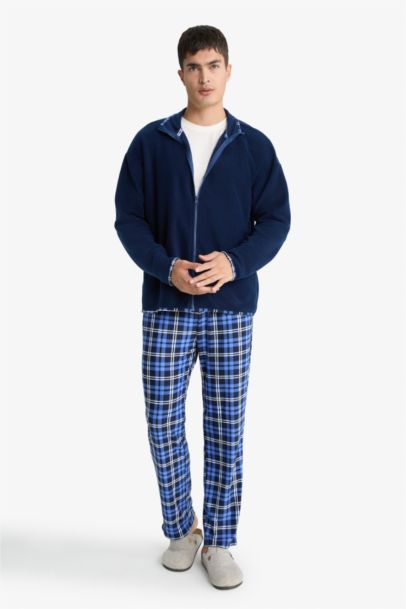 Pantalon de Pyjama à carreaux avec poches en polaire Coupe régulière