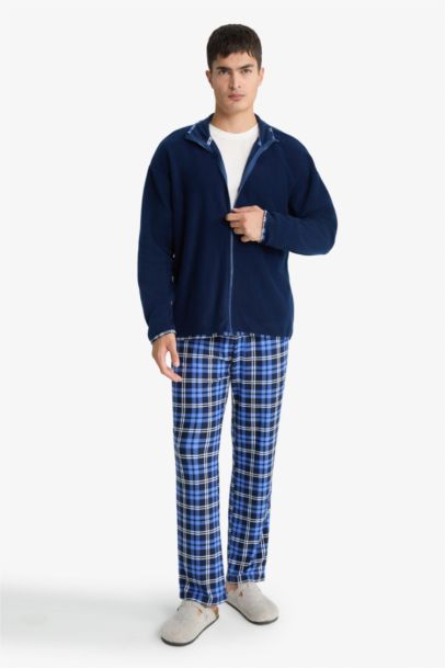 Pantalon de Pyjama à carreaux avec poches en polaire Coupe régulière