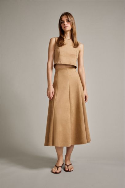 Suede Midi Skirt