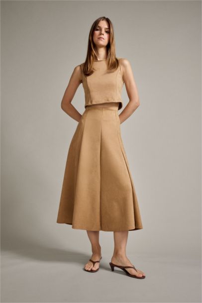 Suede Midi Skirt