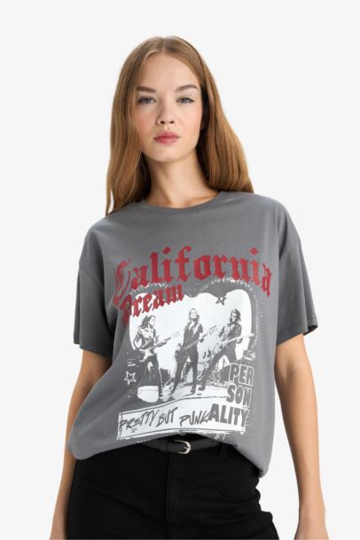 Oversize Fit Crew Neck Printed T-Shirt