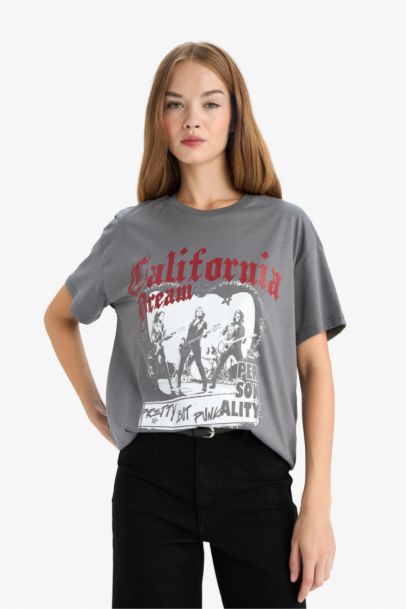 Oversize Fit Crew Neck Printed T-Shirt