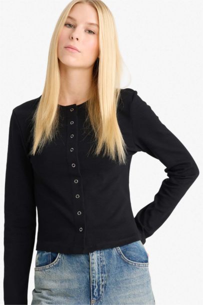 Slim Fit Crew Neck Ribana Cardigan