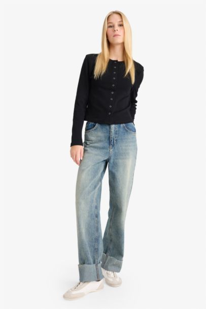 Slim Fit Crew Neck Ribana Cardigan