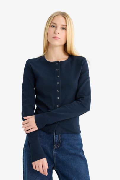 Slim Fit Crew Neck Ribana Cardigan