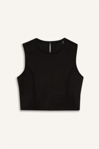 Suede Crew Neck Tank Top