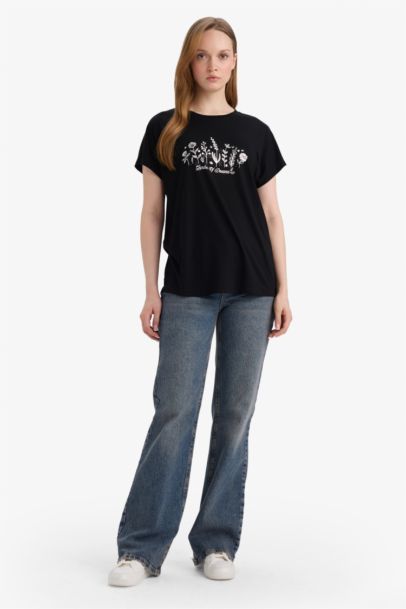 Crew Neck Printed Short Sleeve T-Shirt