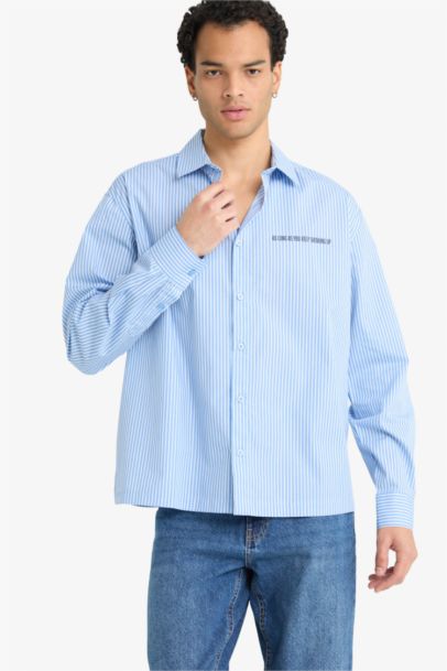 Chemise boxy tissée à rayures