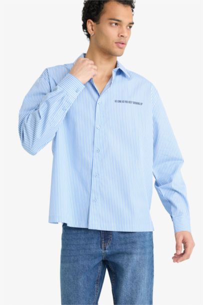 Chemise boxy tissée à rayures