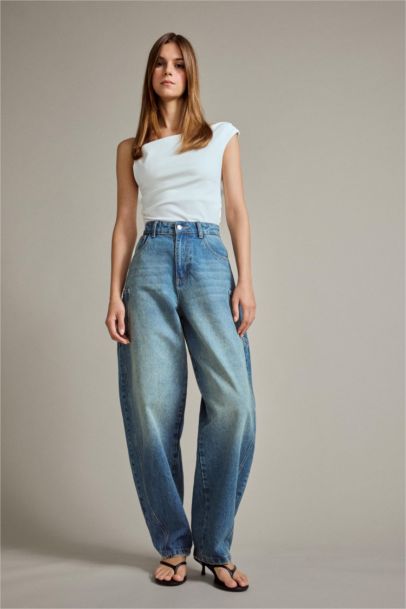 Balloon Fit Denim Trousers