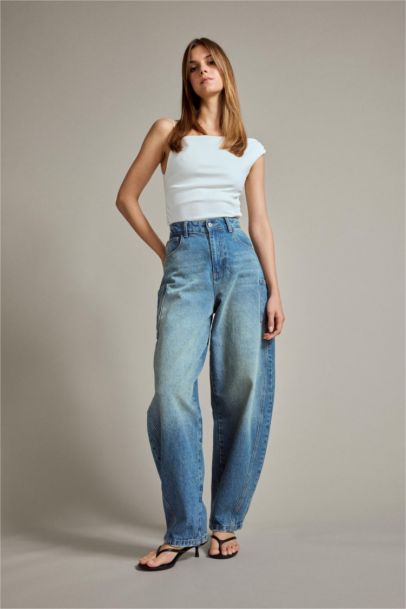 Balloon Fit Denim Trousers