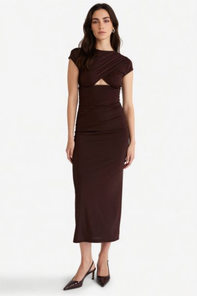 Crew Neck Short Sleeve Midi Dress