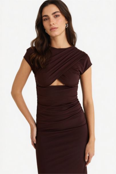 Crew Neck Short Sleeve Midi Dress