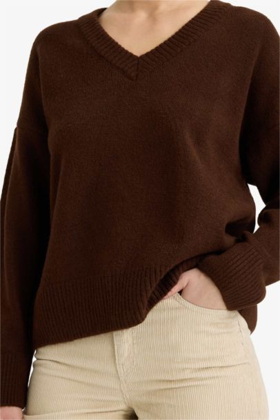 Oversize Fit V-Neck Knitwear Pullover
