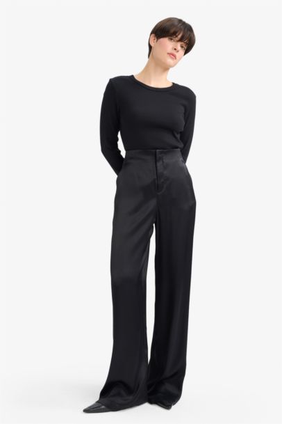 Regular Fit With Pockets Satin Trousers
