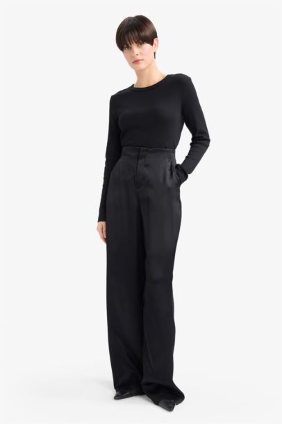 Regular Fit With Pockets Satin Trousers