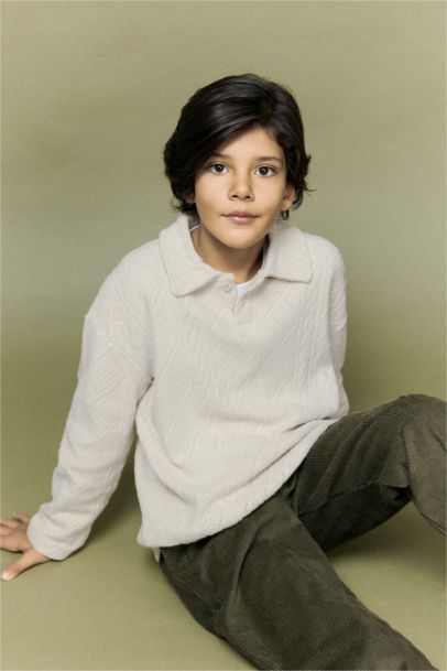 Polo Yaka Uzun Kollu Tişört Erkek Çocuk