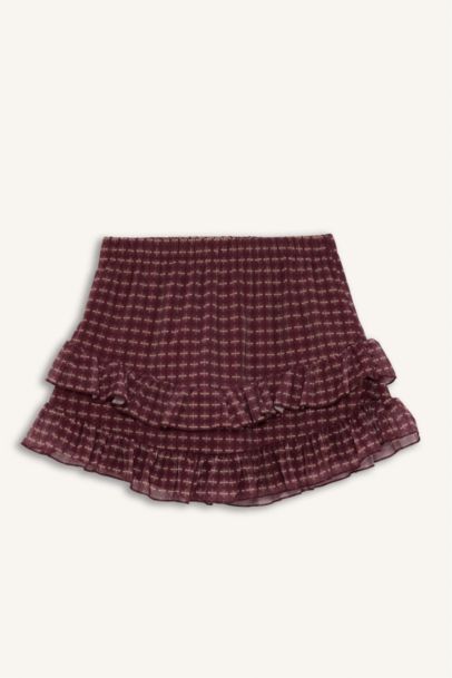 تنورة قصيرة تول كاروهات بخصر عادي