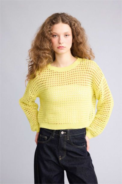 بلوفر تريكو كروب فيت بياقة مستديرة