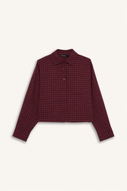 قميص كاروهات ردن طويل اوفر سايز