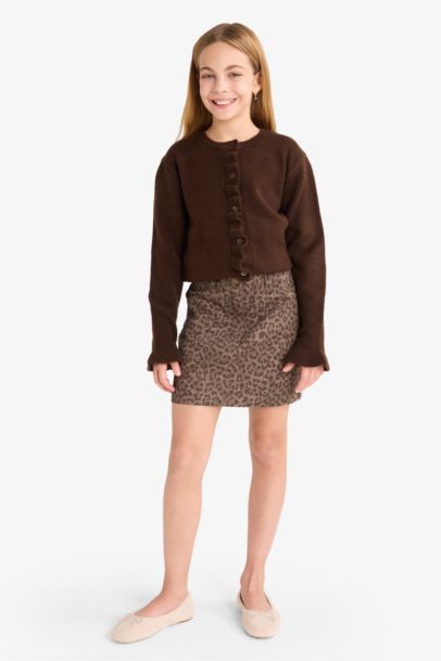 Cardigan boutonné à col rond pour fille