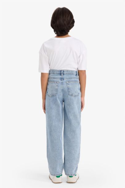 Loose Fit Yırtık Detaylı Düz Paça Jean Pantolon Erkek Çocuk