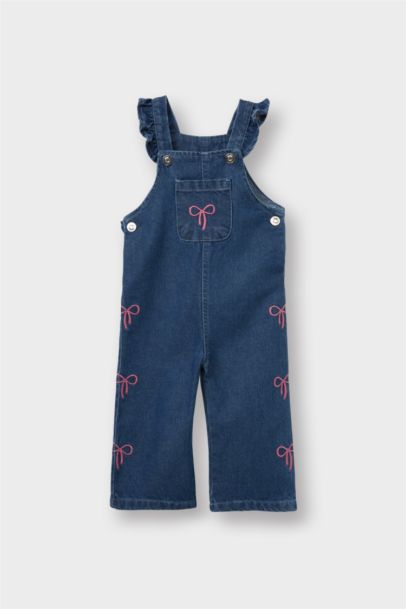 Baby Girl Embroidered Denim Jumpsuit